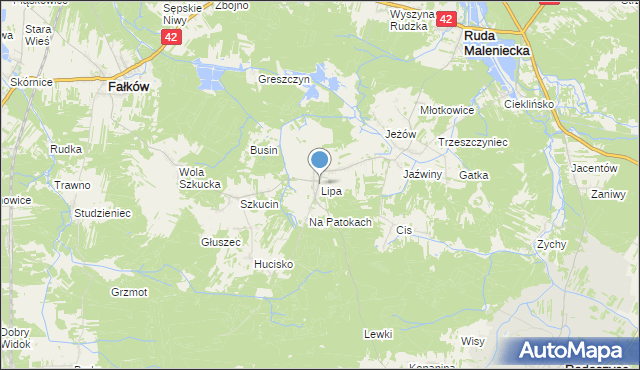 mapa Lipa, Lipa gmina Ruda Maleniecka na mapie Targeo